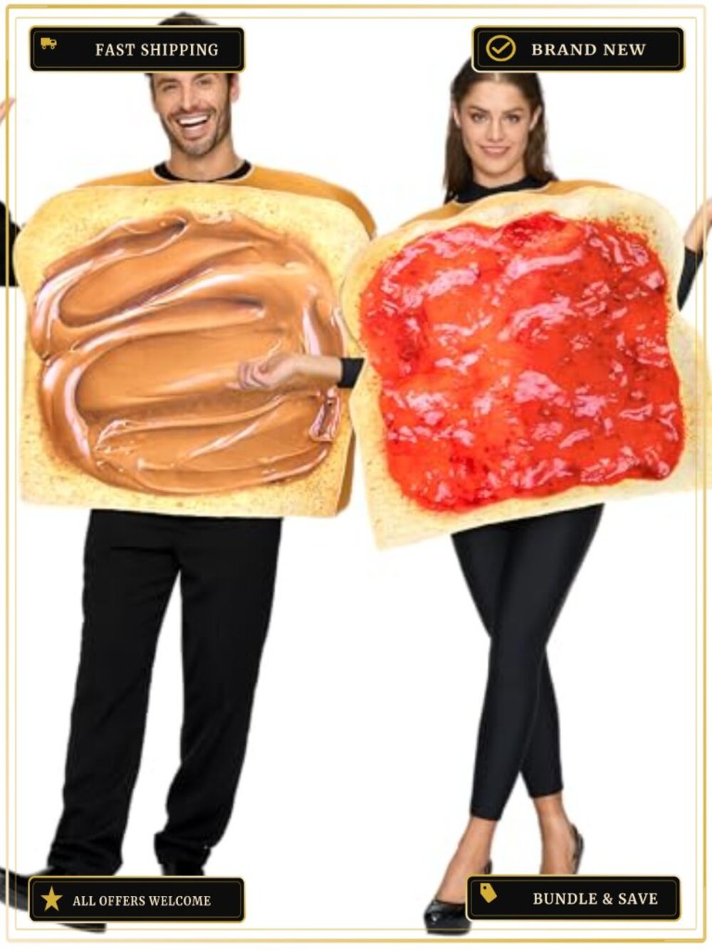 Peanut Butter Jelly Adult Couple Costume Set 100% Polyester Halloween